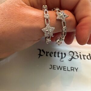 White Gold Starry Hoop Earrings